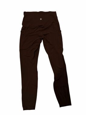 lululemon dark brown high-rise leggings with pocket detail